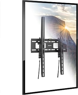 Mount-It! Vertical TV Mount for 37-75 in TVs, Tilting, 165 lb, Anti-Theft | VESA 200x200-400x600mm, tilt +5/-10 deg, 3.2 in profile, wood stud or concrete/brick, built-in bubble level