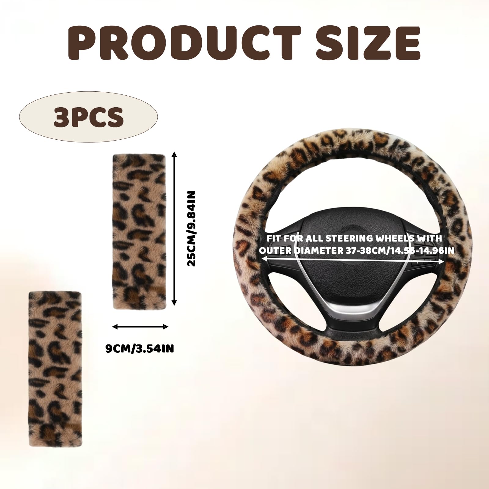 Leopard Print Car Accessories, 1PCS Fasion Leopard Print Steering Wheel Cover an