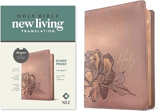 NLT Compact Giant Print Bible, Filament Enabled (LeatherLike, Rose Metallic Peony, Red Letter)