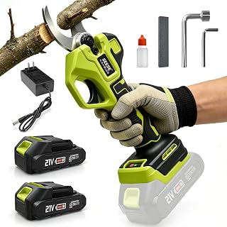 SEESE Electric Pruning Shears, 1.26" Max Cutting Diameter | 2×1.5Ah Batteries, 2 Modes, Brushless Motor, Lightweight Handheld Pruner with Safety Lock, for Garden & Orchard Trimming