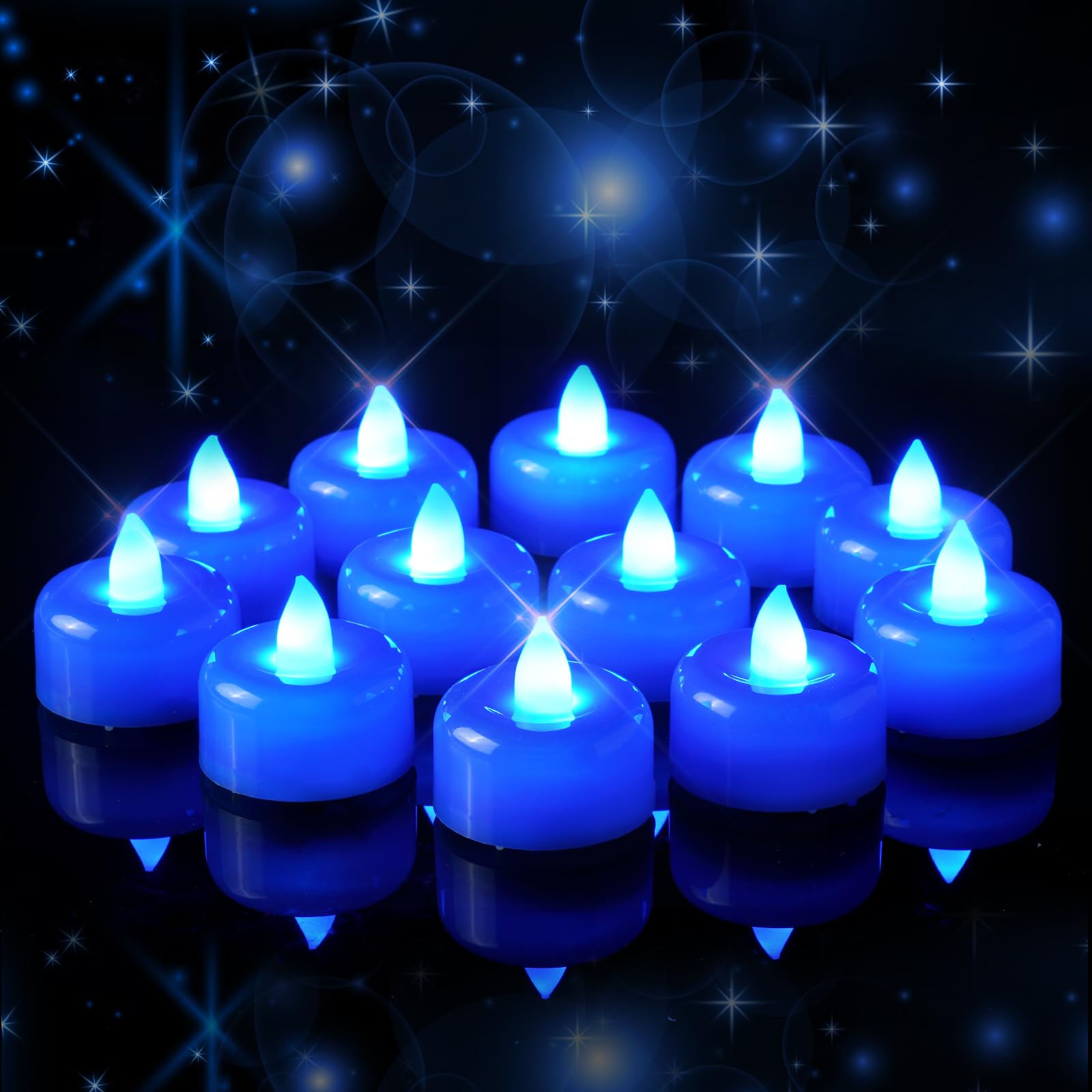 Amagic 24 Pack Blue Flameless LED Tea Lights Candles Battery Operated, Electric 