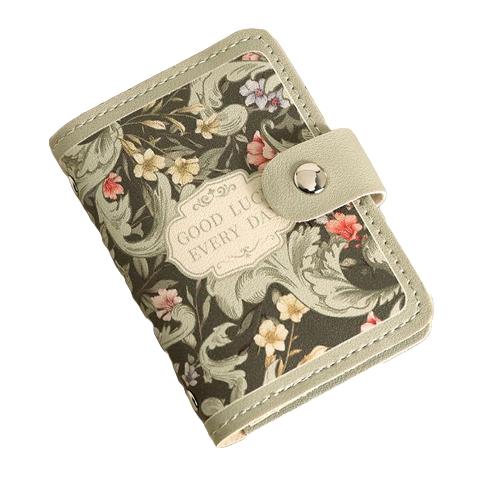PU Business Card Holder Large Capacity for Women, Green, Fashion