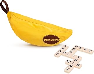Bananagrams Classic Word Game, 144 Tiles in Banana Pouch, Travel Game | Fast-paced spelling & anagram game for 1-8 players; portable pouch, educational wordplay for kids and adults ages 7+