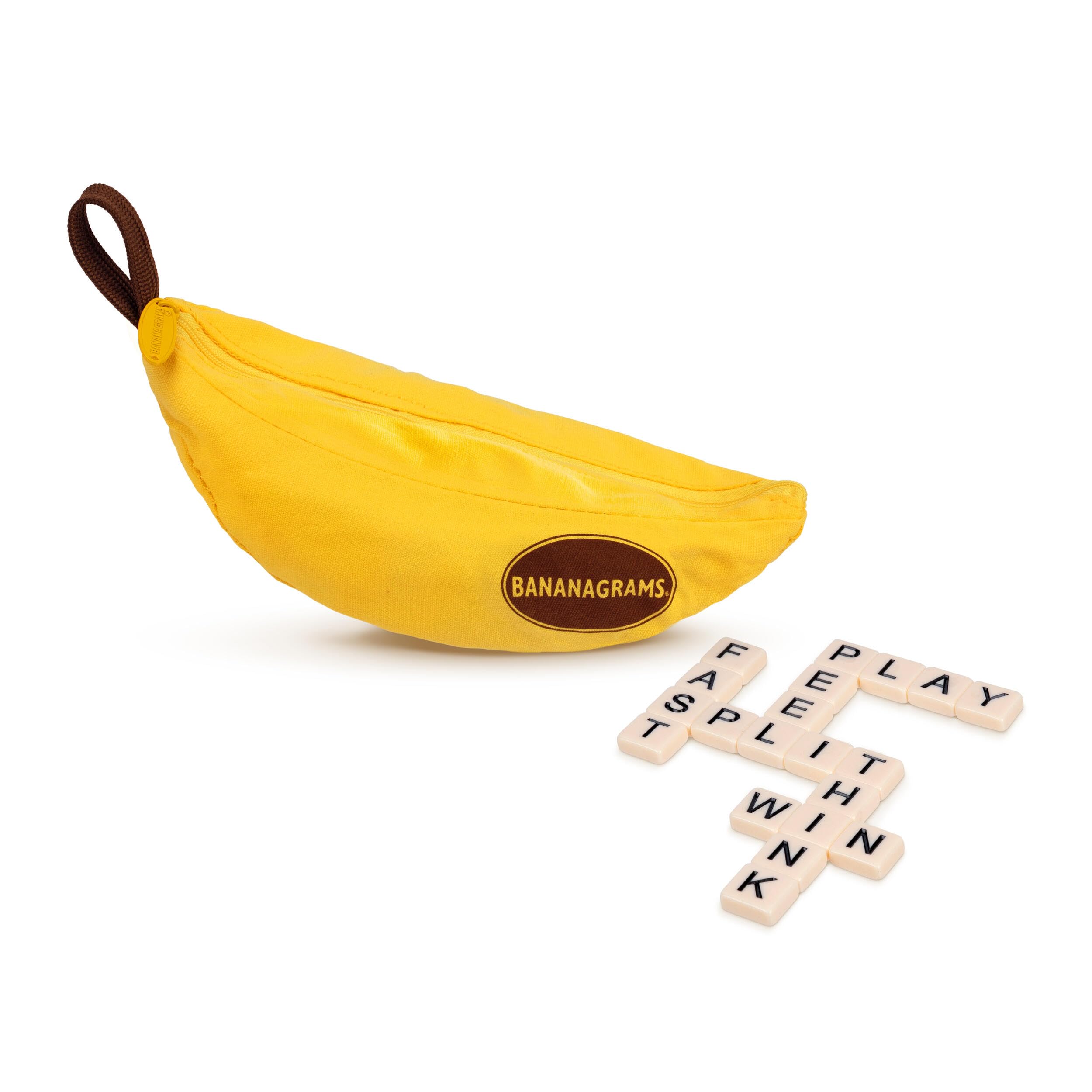 Bananagrams Classic Word Game, 144 Tiles in Banana Pouch, Travel Game | Fast-pac