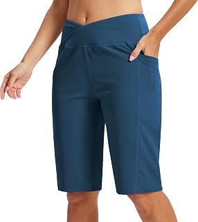 MoFiz Women's Sports Short Leggins Bermuda Shorts for Women Yoga Shorts Running High Waist Gym Shorts Summer Shorts with Pockets