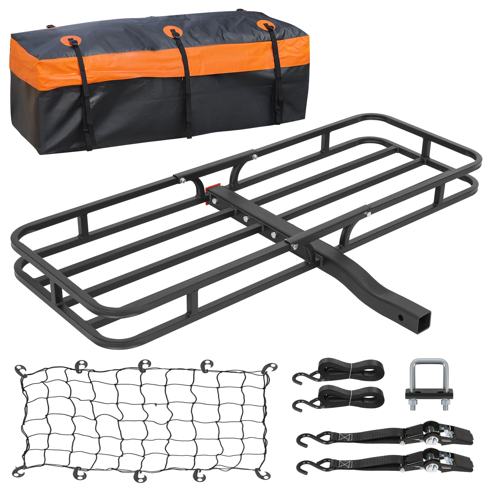 WEIZE Hitch Mount Cargo Carrier Basket 53" X 19" + Waterproof Cargo Ba