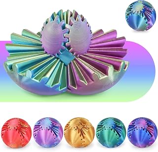 Gear Ball 3D Printed Spin Ball or Cube Fidget Toy,Gear Sphere Fidget Toy,Fidget Ball Gear Toy for Stress and Anxiety Relief, Stress Ball GearSphere Desk Toy for Adults (Blue Green Purple, 3.1 Inch)