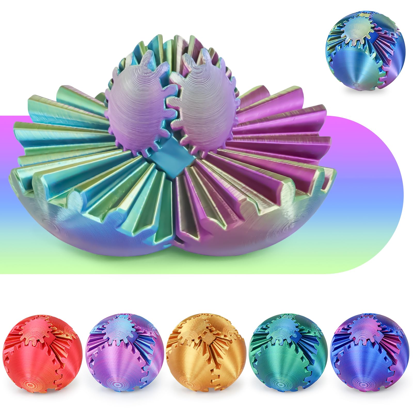 Gear Ball 3D Printed Spin Ball or Cube Fidget Toy,Gear Sphere Fidget Toy,Fidget 