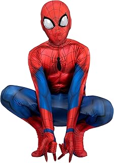 Marvel Spider-Man Official Youth Deluxe Zentai Costume - Deluxe Two-Way Stretch Spandex with Invisible Zippers and Wrist Openings for Added Convenience (M)