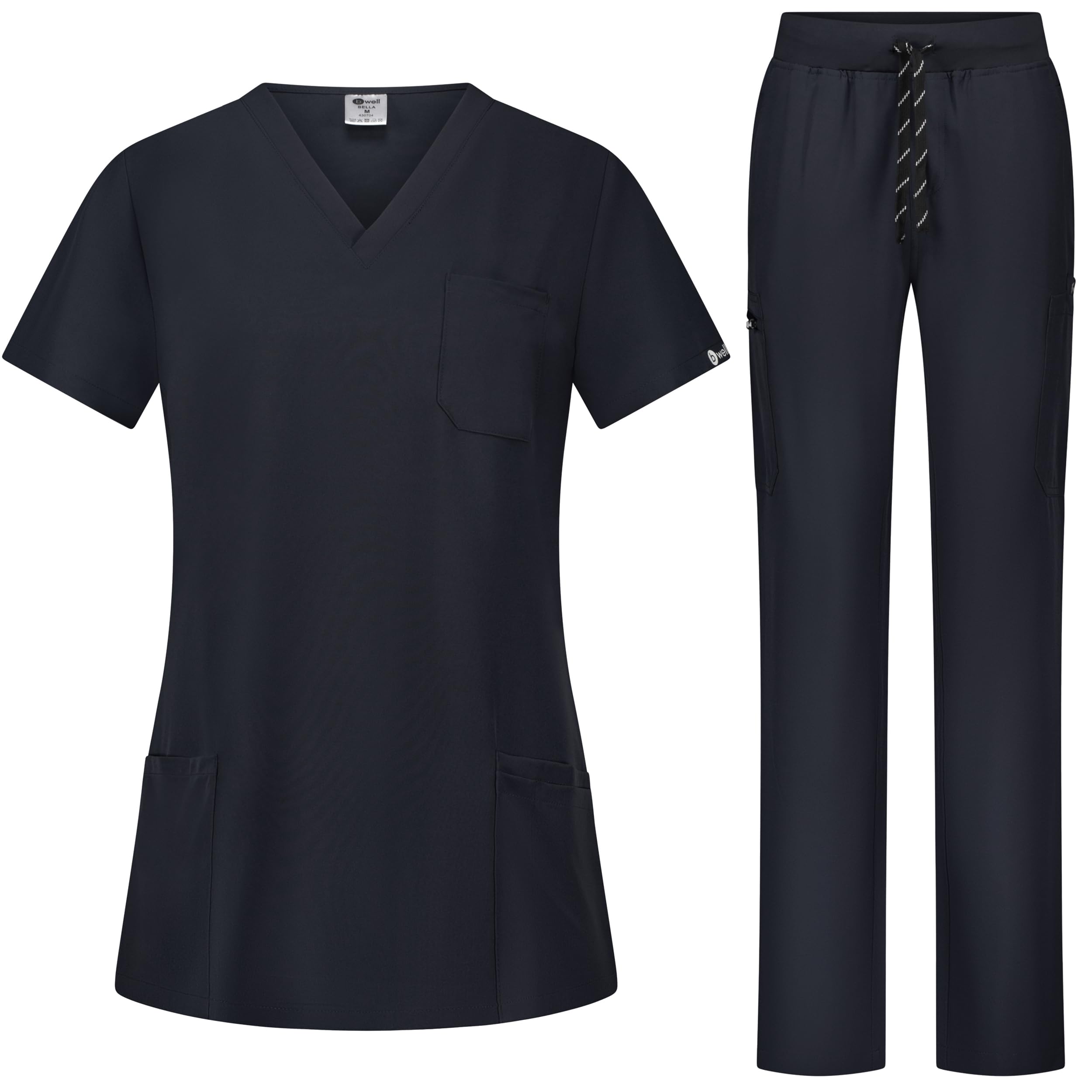 B-well BELLA Unisex Scrub Top and Pants Set for Healthcare Professionals Workwea