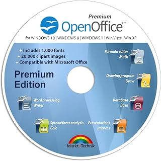 OpenOffice Premium Edition for Windows 11-10-8-7-Vista-XP | PC Software and 1.000 New Fonts and Free Email Support | Alternative to Office | Compatible with Word, Excel and PowerPoint