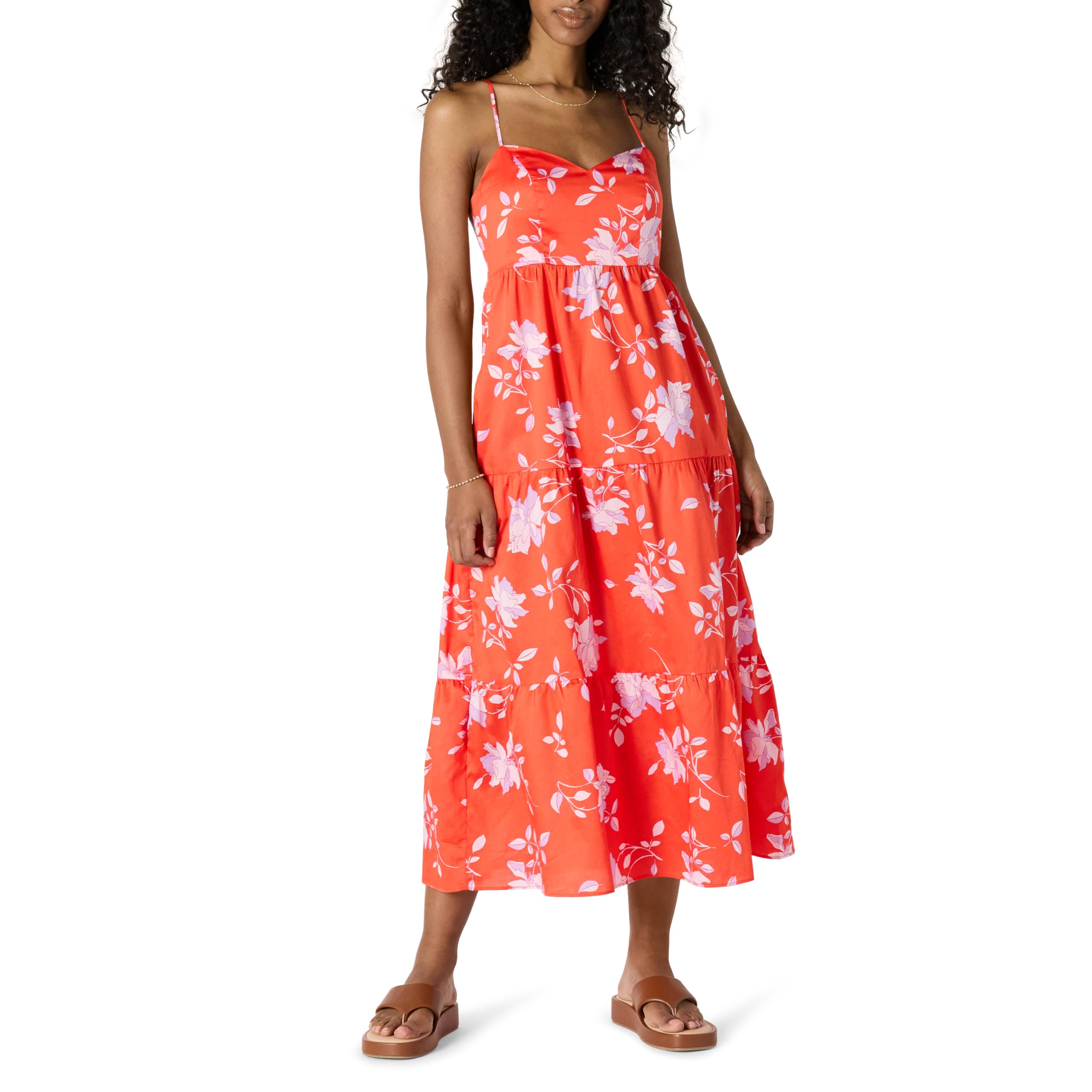 Amazon Essentials Women's Fit and Flare Empire Waist Sweetheart Neck Cotton Sate
