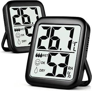 Antonki 2 Pack Room Thermometer Indoor Hygrometer Humidity Meter Gauge | with Battery, Accurate Sensor, Fast Read, Easy To View, Magnetic/Kickstand/Hanging, ℉/℃, Monitor Temp & Humidity, Compact
