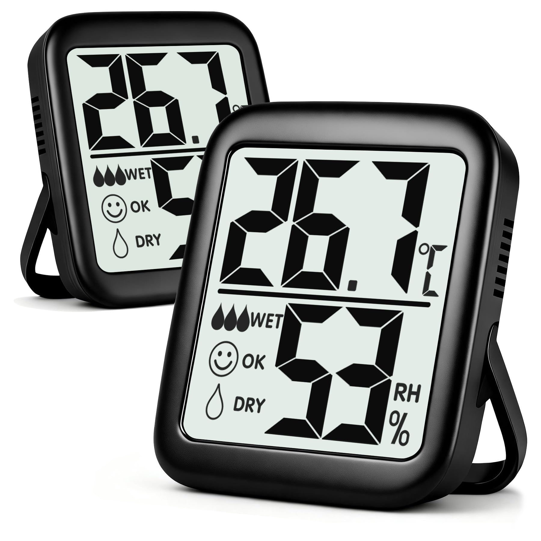 Antonki 2 Pack Room Thermometer Indoor Hygrometer Humidity Meter Gauge | with Ba