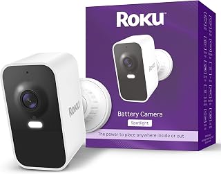 Roku Wireless Battery Security Camera 2025, Indoor/Outdoor Weather‑Resistant 1080p HD with Motion Detection, Two‑Way Audio, Rechargeable, Wi‑Fi (Renewed)