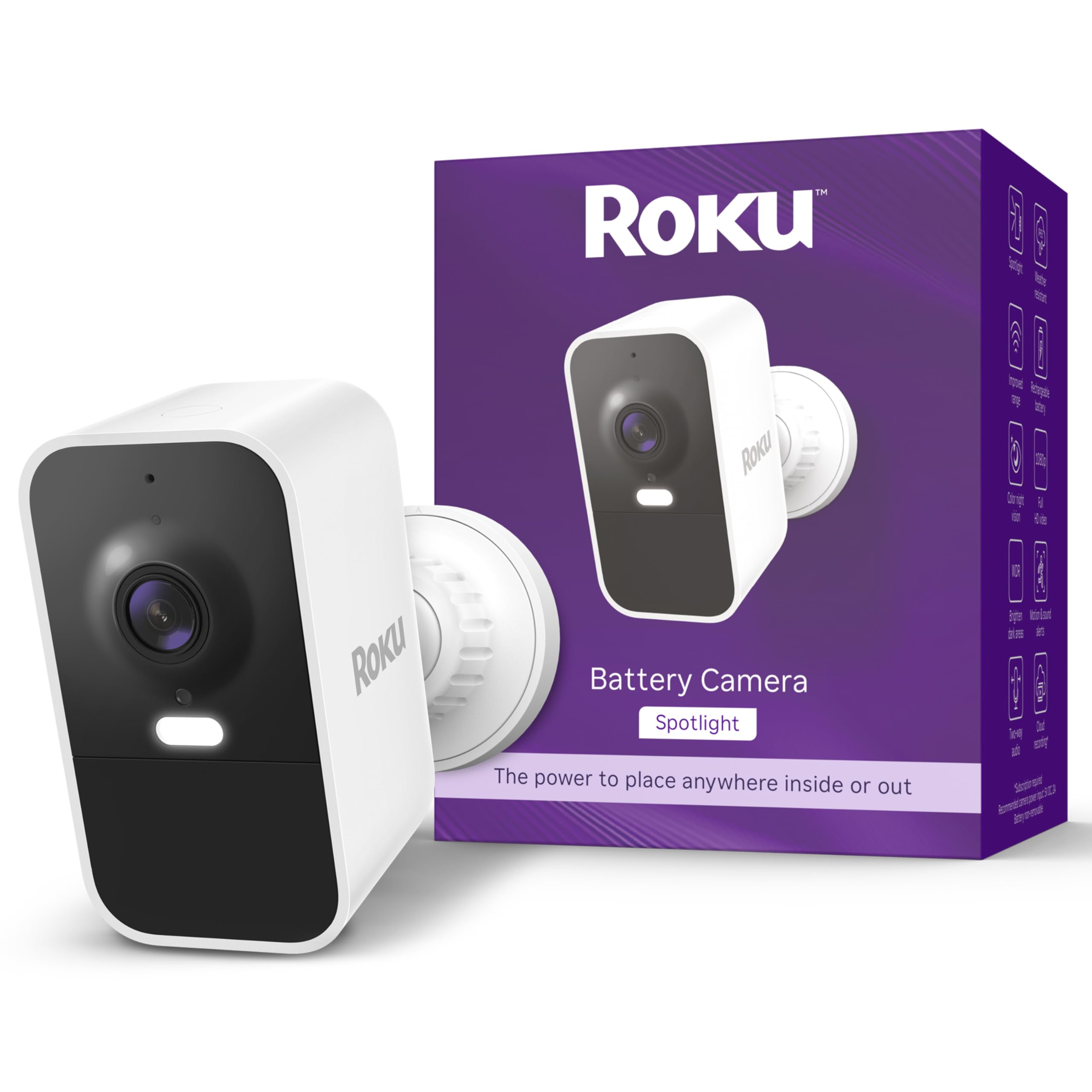 Roku Wireless Battery Security Camera 2025, Indoor/Outdoor Weather‑Resistant 108