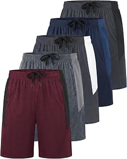 5 Pack Boys' Dry Fit Shorts Basketball Athletic Soccer Kids Youth Teens Gym