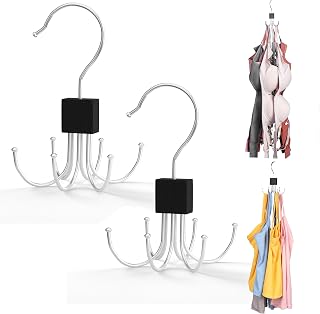 Tank Top Hanger,Rotatable Bra Hanger,Max 36 Storage Capacity Sports Bra Hangers,Space Saving Hangers for Dorm,Closet Organizers and Storage,Closet Organizer for Belt,Scarf, Purse,Black