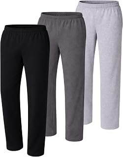 Hanes Men's Sweatpants Pack - 3-Pack - Essentials Midweight Cotton Jersey Lounge Pants - Open Bottom - Pockets - 32"