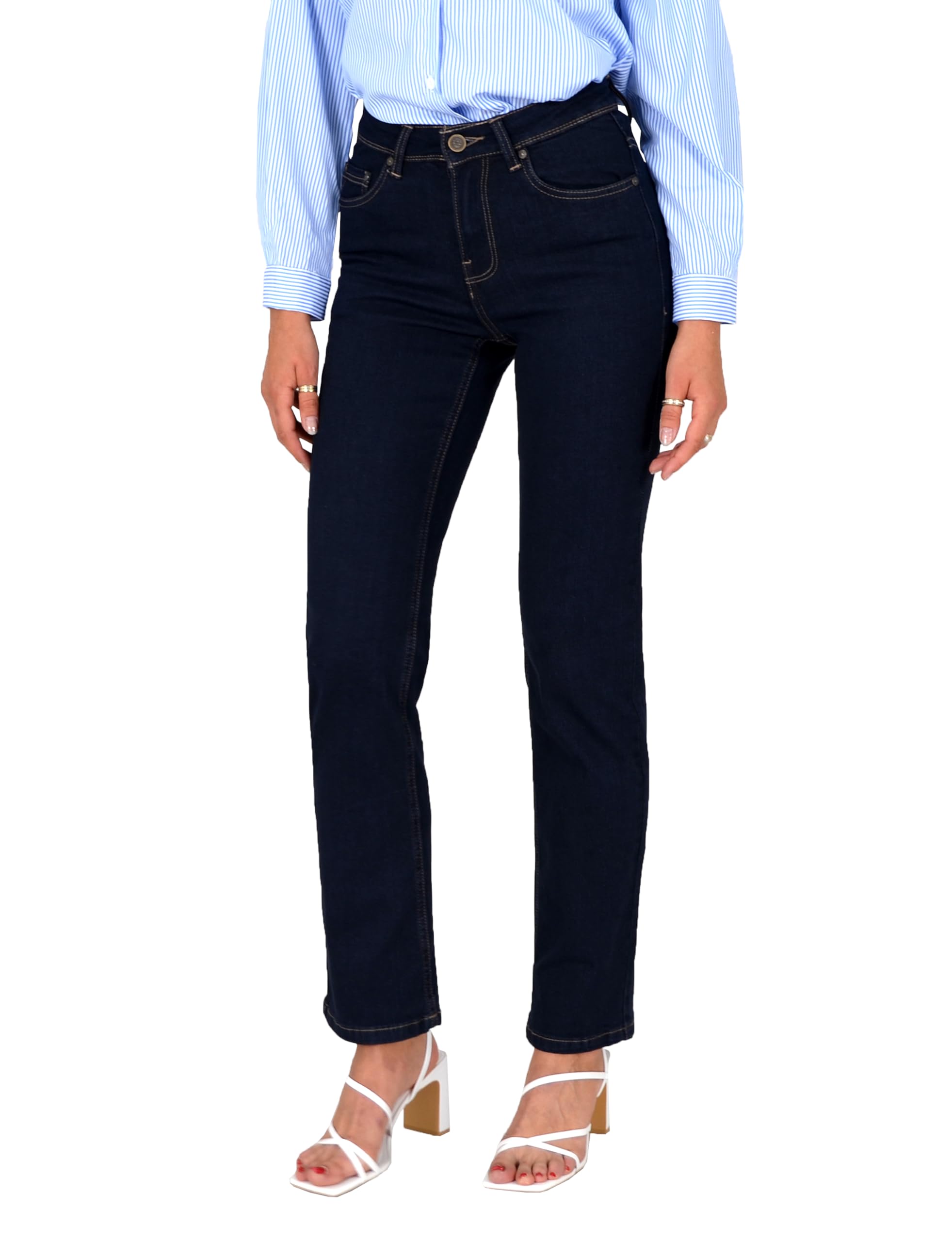 ESRA Women's Jeans Trousers Straight Cut Straight to Plus Size G400