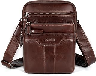 Ariscobull Leather Messenger Bag for Men, Small Leather Sling Shoulder Bag Messenger Pack for Men, Man Purse