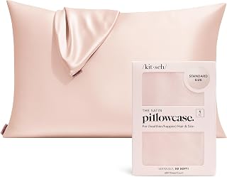 Kitsch Satin Pillowcase with Zipper 48x66cm - Blush | Softer than Silk Pillow Cases for Hair & Skin, Smooth Cooling Satin Pillow Case, Wrinkle - Free Pillow Case, Queen Size