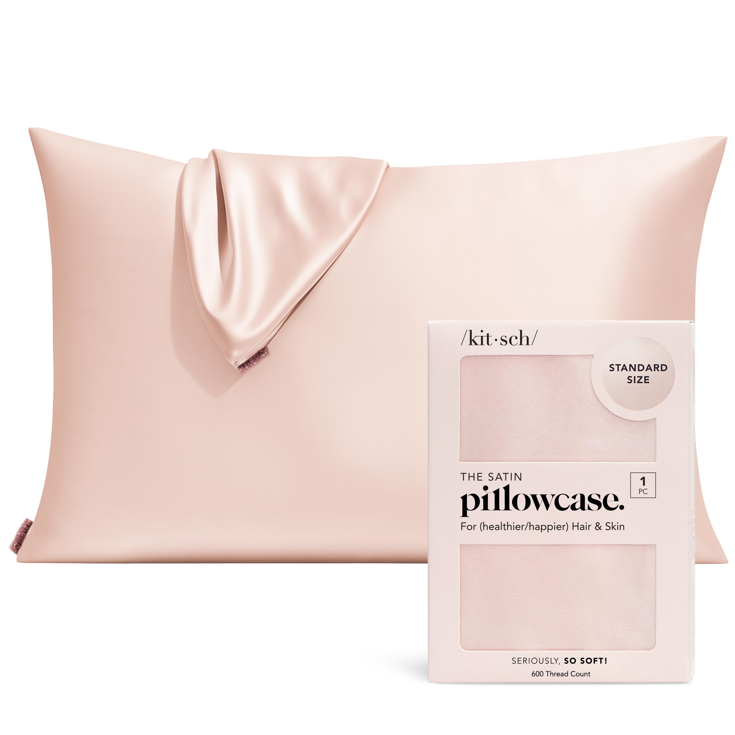 Kitsch Satin Pillowcase with Zipper 48x66cm - Blush | Softer than Silk Pillow Ca