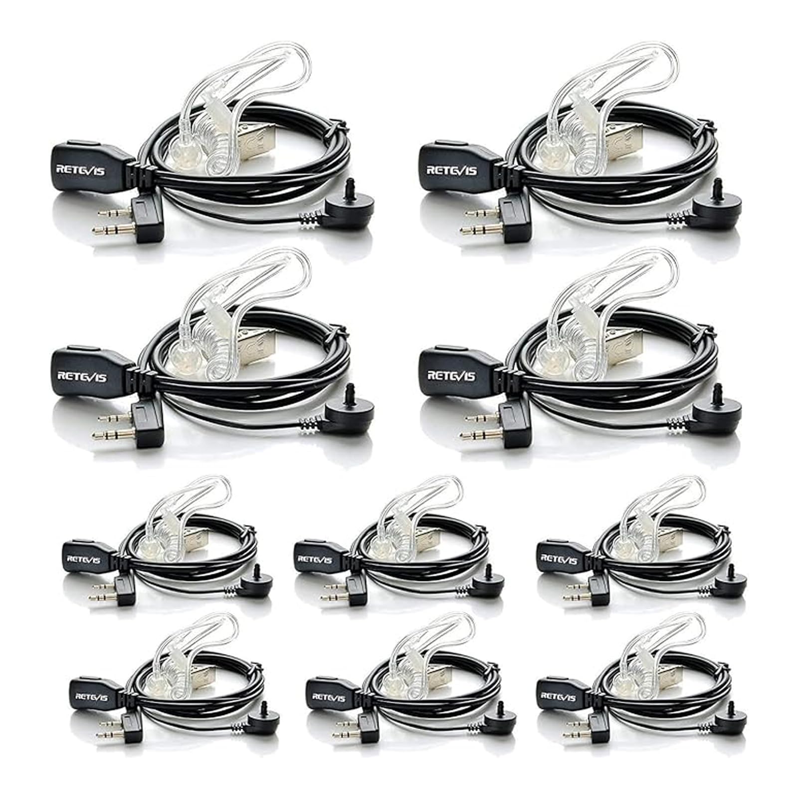 Retevis RT22 Walkie Talkie Earpiece with Mic, for H777/RT27/RT68/RT68H | 2 Pin, 