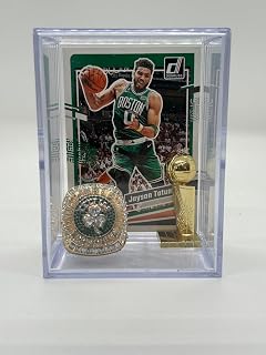 Boston Celtics Replica NBA 2024 Championship Ring & Trophy Shadowbox w/Jayson Tatum Card