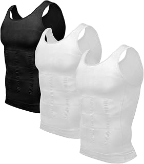 Odoland Men's Compression Tank Top Shapewear Slimming Underwear Shaping Slimming Belly Sports Fitness 3 Pieces