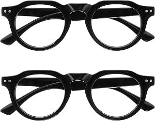 OPULIZE RIO Blue Light Blocking Glasses - Top Right Frame - Men and Women - Spring Hinges - B53-1, 2 Pack - Black, One Size