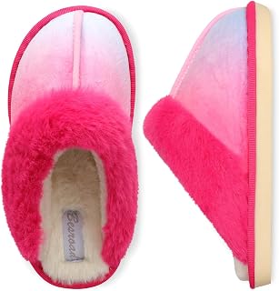 JIASUQI Kids Slippers Boys Girls Warm Fuzzy House Slippers Soft Memory Foam House Shoes Indoor Outdoor Plush Bedroom Slippers Slides