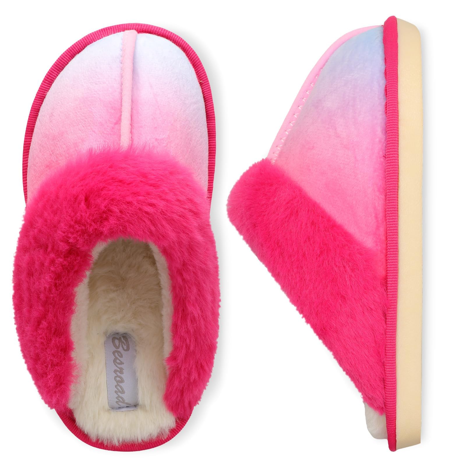 JIASUQI Kids Slippers Boys Girls Warm Fuzzy House Slippers Soft Memory Foam Hous