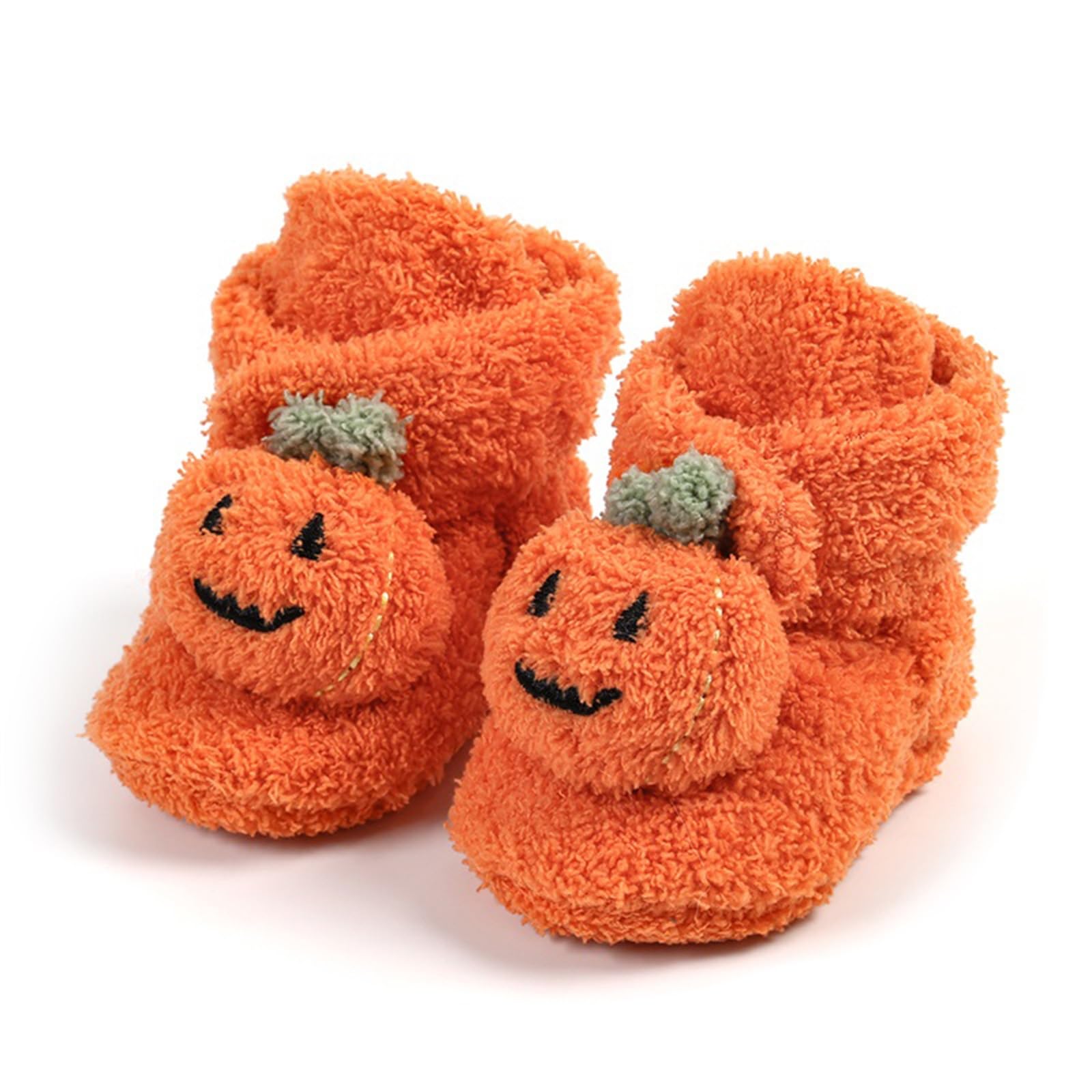 LSFYSZD Infant Halloween Christmas Booties Pumpkin furry Fleece Slippers Soft Ne
