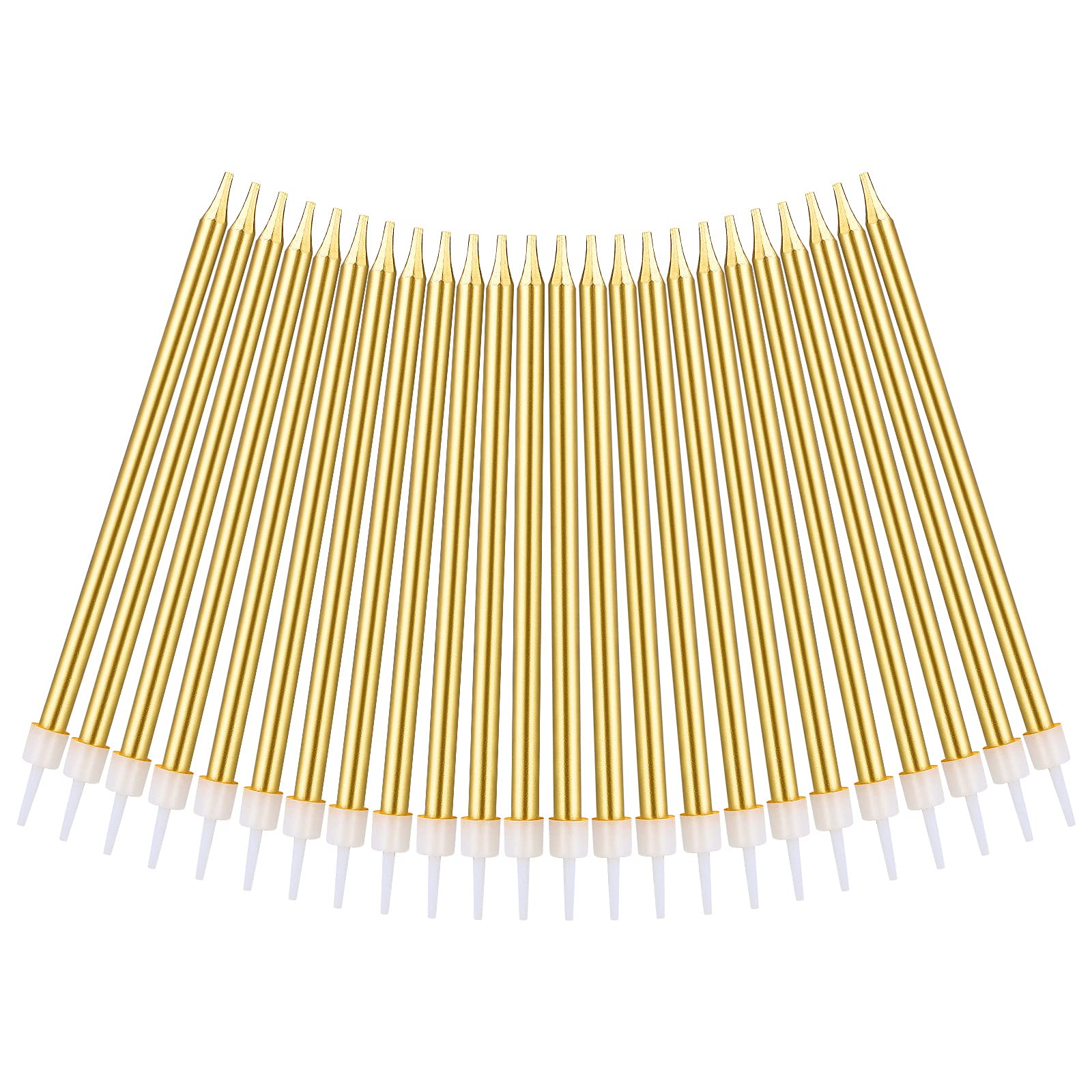 URAQT Metallic Birthday Candles, Champagne Gold, 5.1 Inch, 24 Pack | Paraffin wa