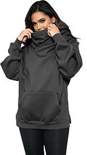Women's Hooded Fleece Sweatshirt with Scarf for Women, Oversized Pullover Cotton Hoodie Casual Autumn Winter