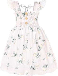 JEELLIGULAR Toddler Dress Ruffle Sleeveless Button Down Dress for Toddler Girl Dress Summer Beach Casual A-line Sundress