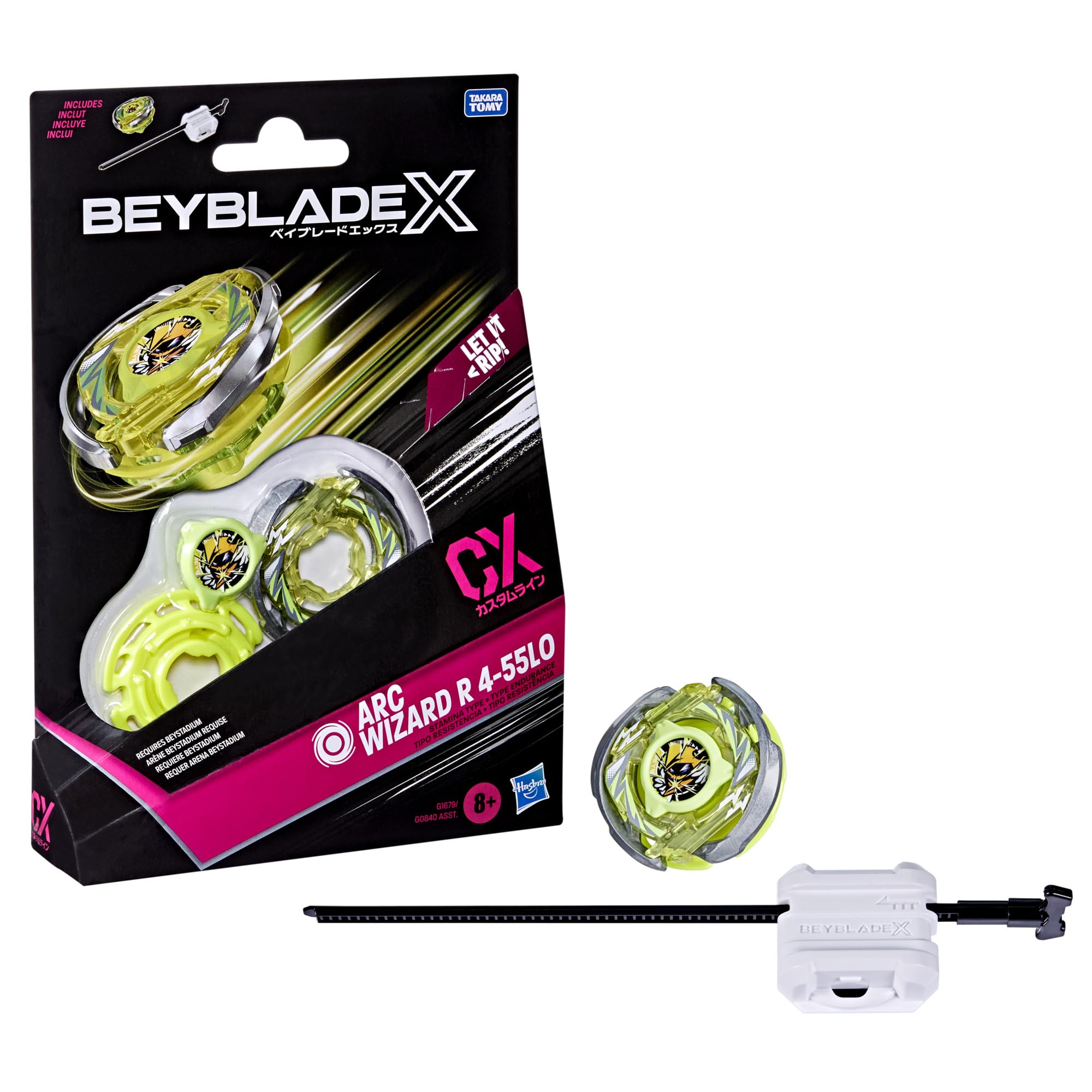 Beyblade X Arc Wizard R 4-55LO CX Starter Pack Set, Stamina Type Top and Launche