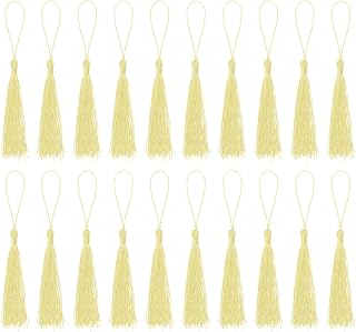 Bookmark Tassels, 30 Pieces 13cm Soft Silky Tassels with Loops for Keyring, Graduation, DIY Accessories, Handmade Beige