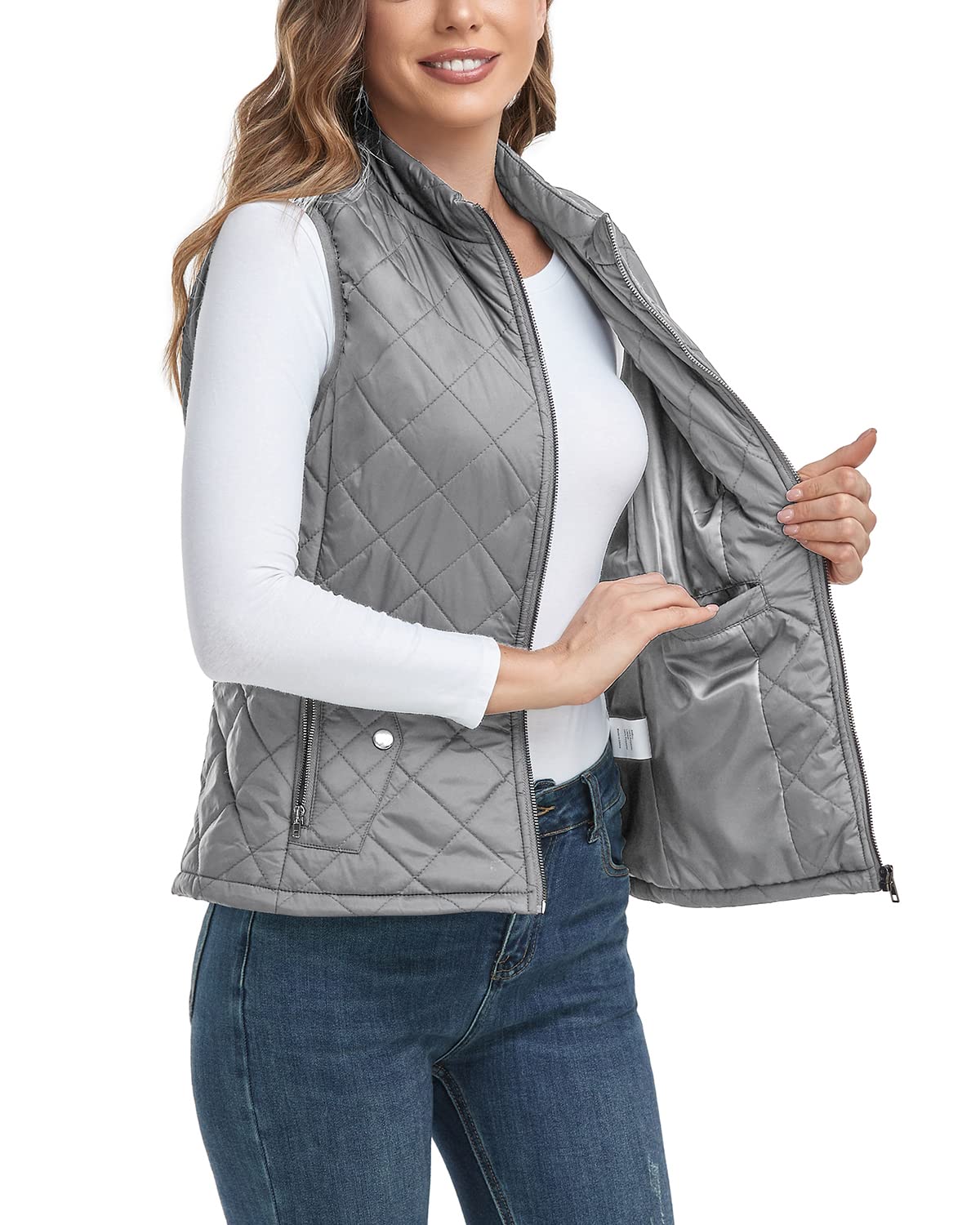 LONGKING Women's Outwear Quilted Gilet, NEW Upgraded Women's Outwear Vest With O