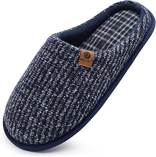 ONCAI Men's Winter Slippers, Comfortable Memory Foam Warm Wool Home Shoes with Non-Slip Sole Size 40-49 EU
