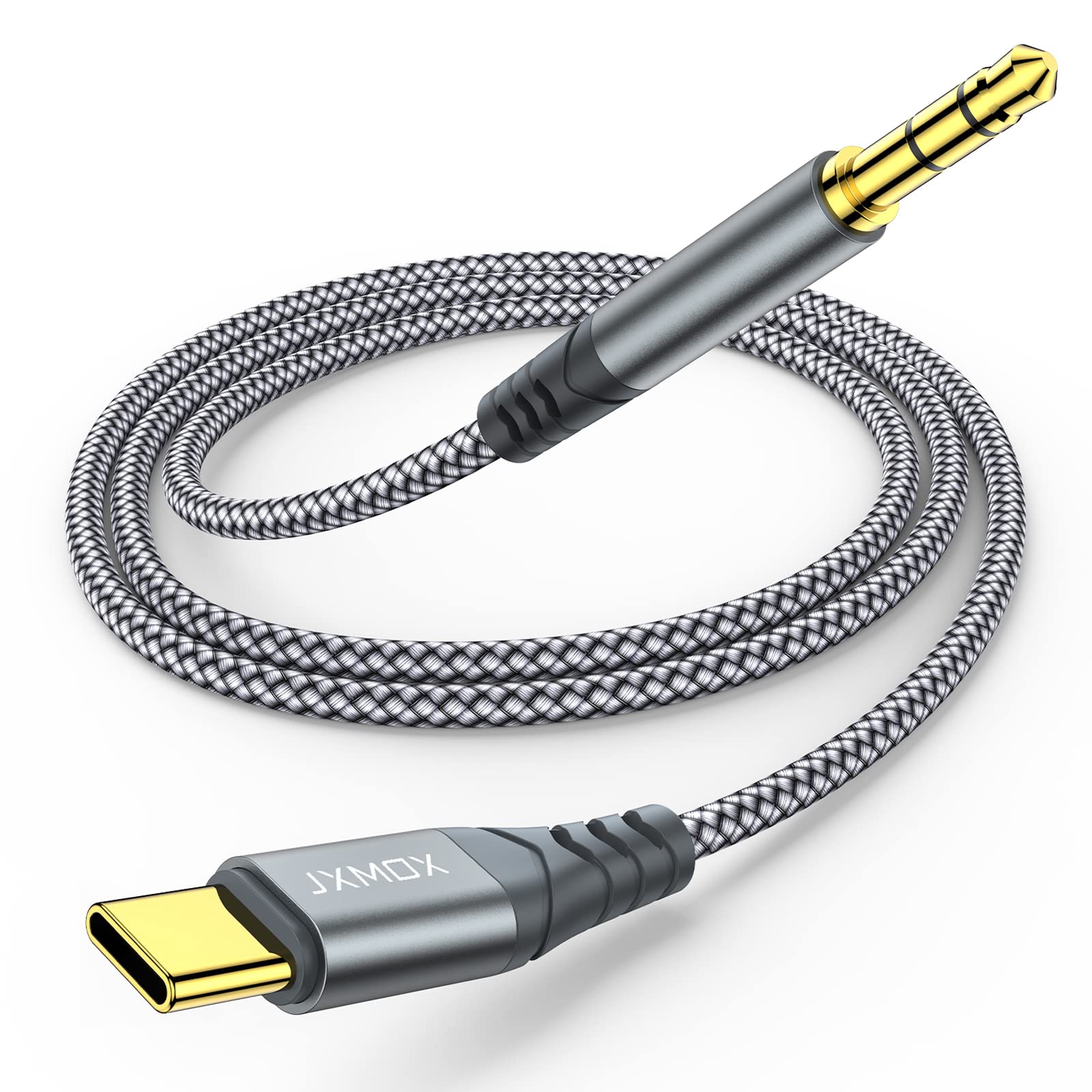 JXMOX USB C to 3.5mm Audio Aux Jack Cable (4ft), Type C to 3.5mm Headphone Car S
