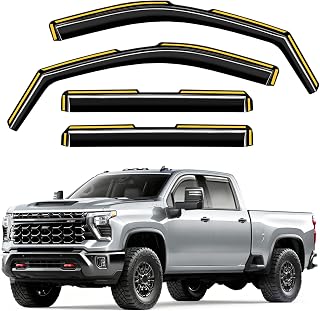 Rain Guards for Chevy Silverado/GMC Sierra 2500HD 3500HD 2020-2026 Crew Cab | Breejoy, in-Channel, Extra Durable, Window Visors, Vent Visors, Window Deflector, Vent Shades, Truck Accessories-4PCS