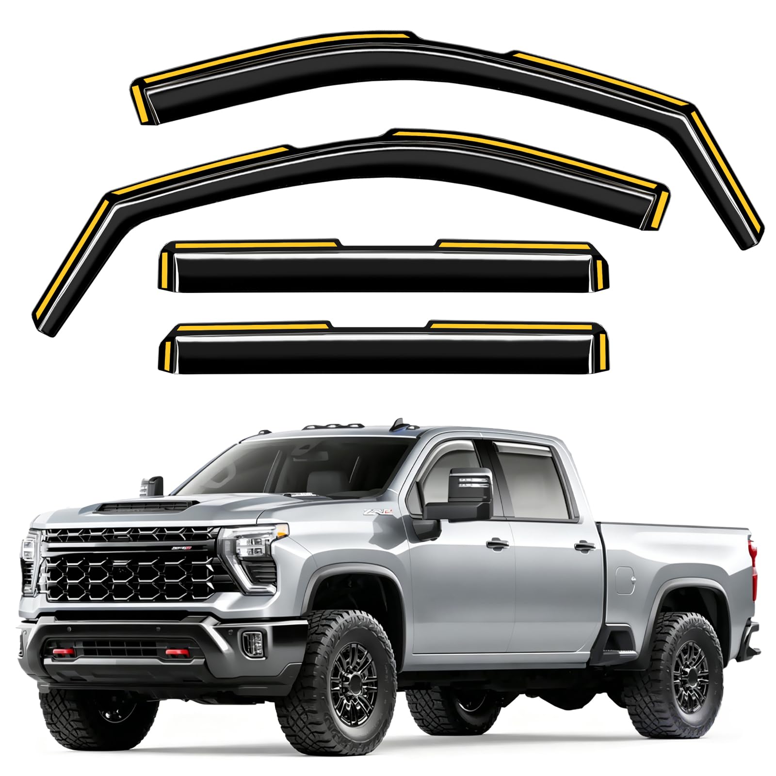 Rain Guards for Chevy Silverado/GMC Sierra 2500HD 3500HD 2020-2026 Crew Cab | Br