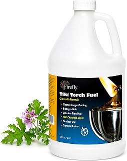 Firefly Tiki Torch Fuel - Citronella Lamp Oil 1 Gallon - Low Smoke | Low Smoke Formula, Long Lasting Burn, Easy Pour Design, Citronella Scent, No Mixing Needed, 1 Gallon