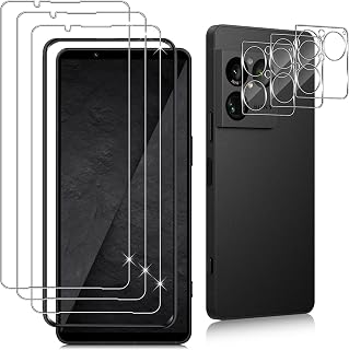 Datree 3 Pieces for Sony Xperia 1 VIII Screen Protector, with 3 Pieces Camera Lens Protector, 9H Hardness No Bubbles, High Definition, Anti-Scratch Tempered Glass