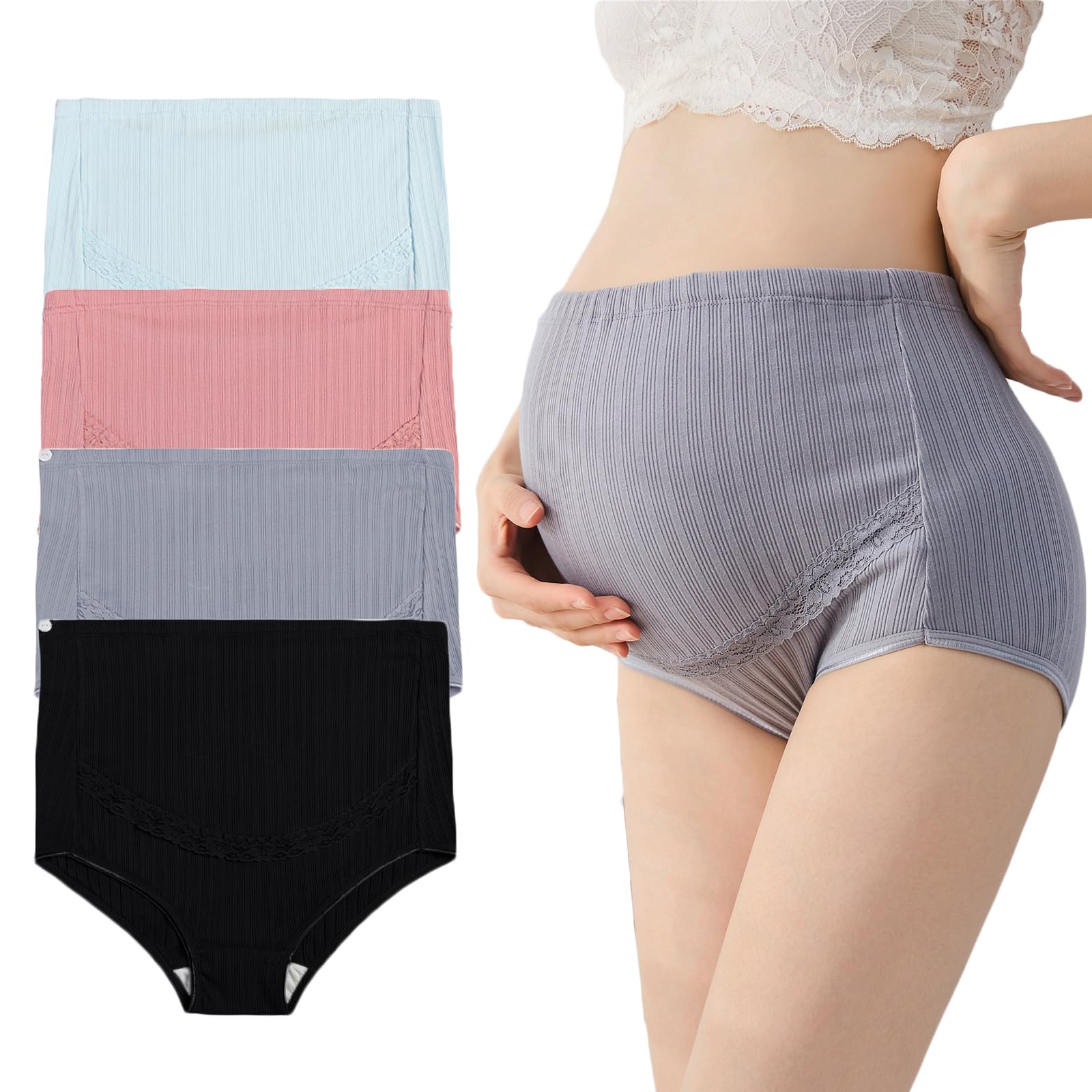 AUTUCAU Maternity Cotton Underwear High Waist Adjustable Pregnancy Seamless Soft