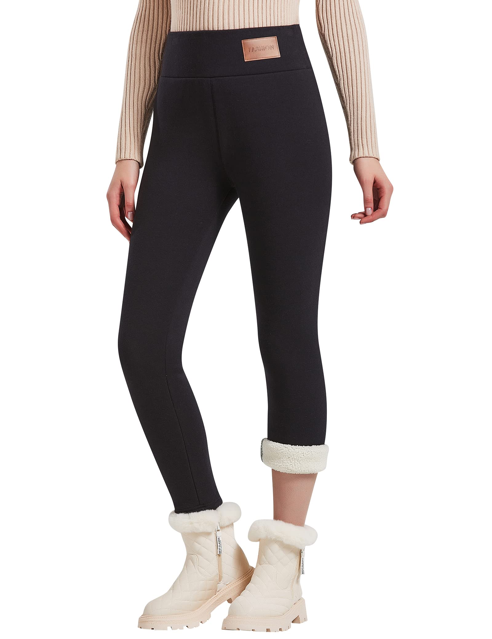 JK SUE JONES Fleece Lined Leggings Winter-Warm Thick Pants Women