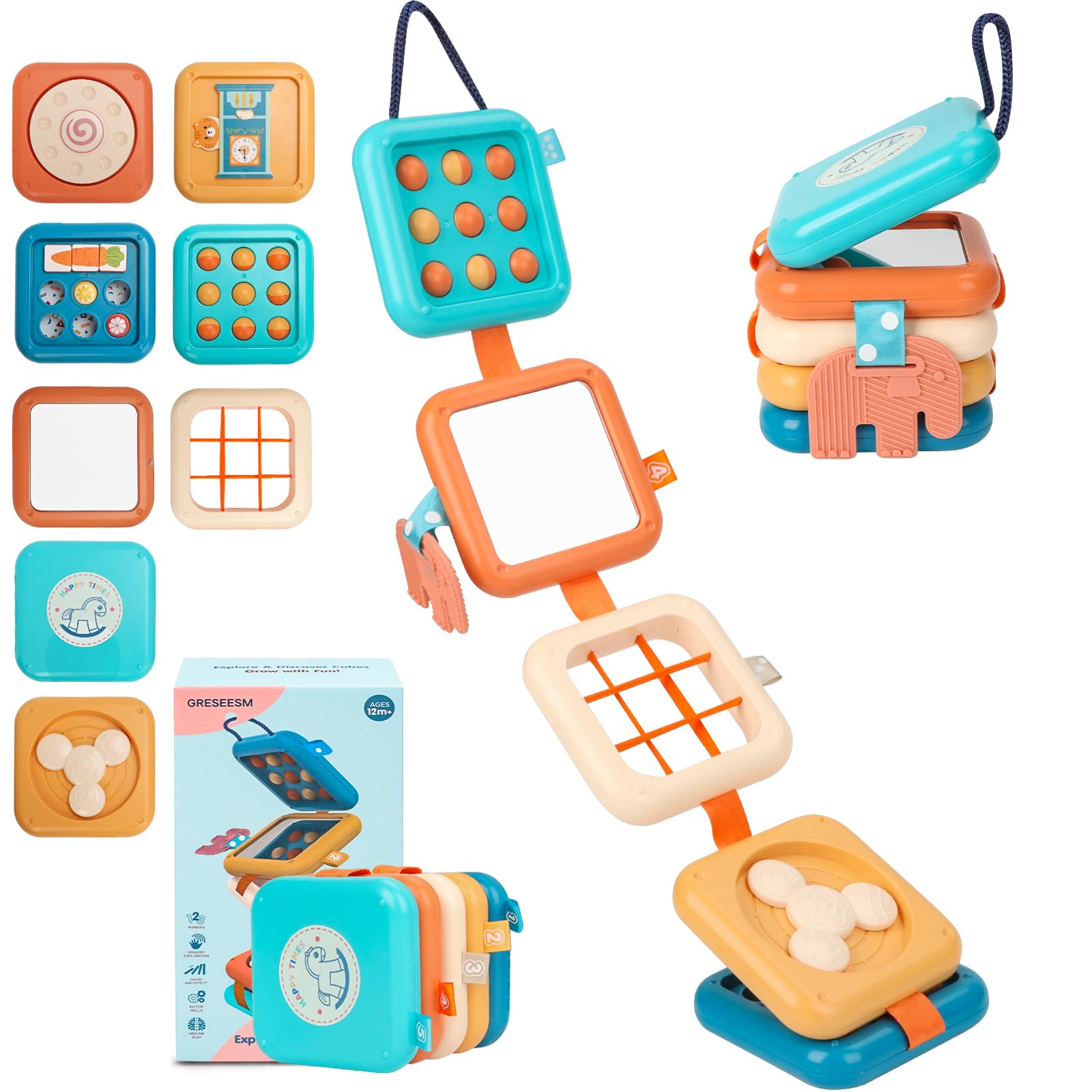 GRESEESM Busy Board Montessori Toy for 1 Year Old Boy Gifts, Travel Toys for Tod
