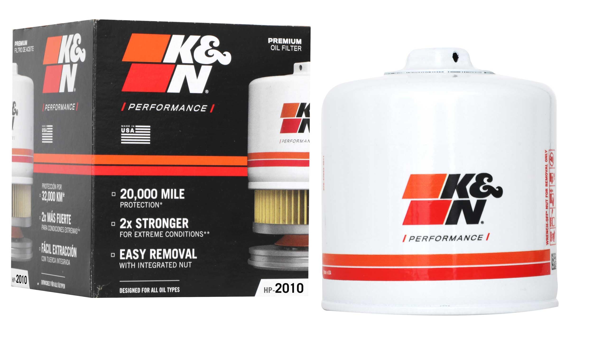 K&N Oil Filter: 20,000 Mile Engine Protection with Wrench Off Nut, HP-2010 | Com